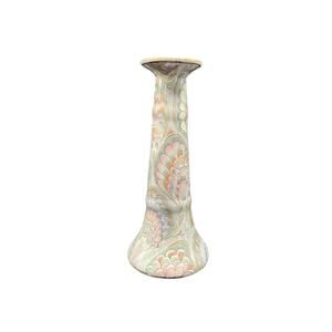 Frederick Cooper Tall Candlestick Holder Hand Painted & Glazed w/ Pastel Colors